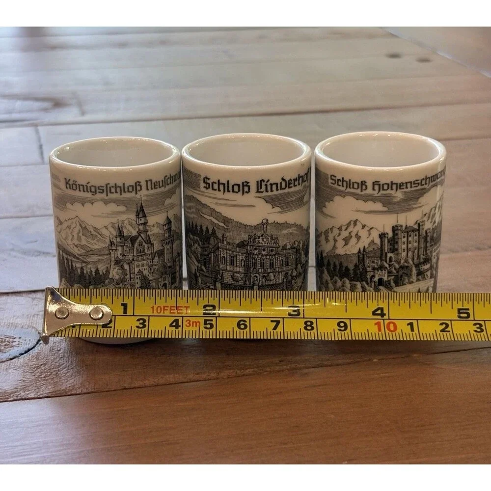 Vintage Set of 3 German Shot or Schnapps Glasses Barware Used